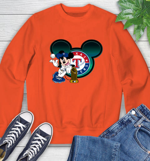 MLB Texas Rangers The Commissioner's Trophy Mickey Mouse Disney Sweatshirt 4