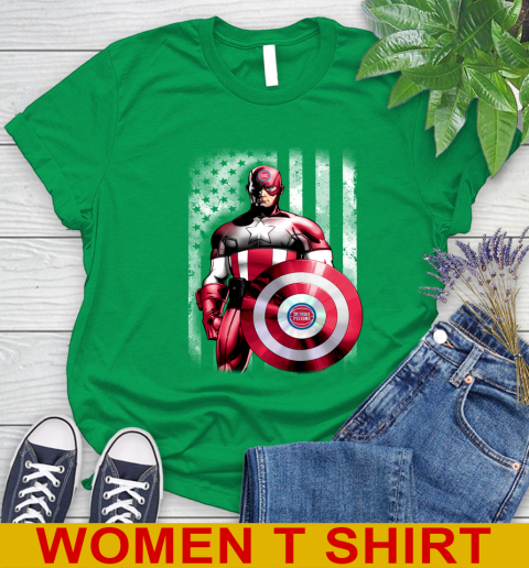 Detroit Pistons NBA Basketball Captain America Marvel Avengers American Flag Shirt Women's T-Shirt 7