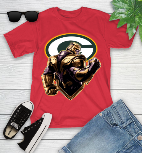 NFL Thanos Avengers Endgame Football Sports Green Bay Packers Youth T-Shirt 10