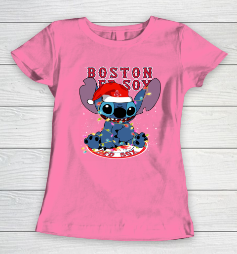 Boston Red Sox MLB noel stitch Baseball Christmas Women's T-Shirt 9