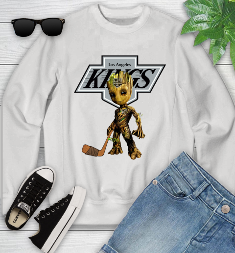 Los Angeles Kings NHL Hockey Groot Marvel Guardians Of The Galaxy Youth Sweatshirt