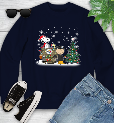 NFL Pittsburgh Steelers Snoopy Charlie Brown Christmas Football Super Bowl Sports Youth Sweatshirt 2
