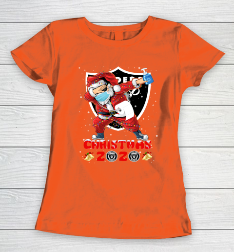 Oakland Raiders Funny Santa Claus Dabbing Christmas 2020 NFL Women's T-Shirt 3