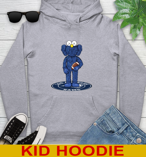 NFL Football Los Angeles Rams Kaws Bff Blue Figure Shirt Youth Hoodie 6