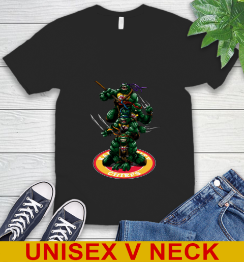 NFL Football Kansas City Chiefs Teenage Mutant Ninja Turtles Shirt V-Neck T-Shirt 2