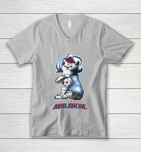 NHL My Cat Loves Colorado Avalanche Hockey V-Neck T-Shirt 3