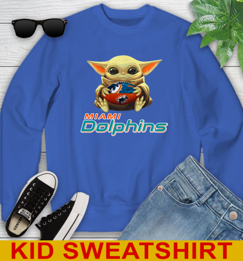 NFL Football Miami Dolphins Baby Yoda Star Wars Shirt Youth Sweatshirt 7