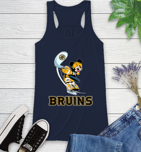 NHL Hockey Boston Bruins Cheerful Mickey Mouse Shirt Racerback Tank 11