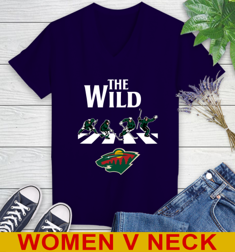 NHL Hockey Minnesota Wild The Beatles Rock Band Shirt Women's V-Neck T-Shirt 3