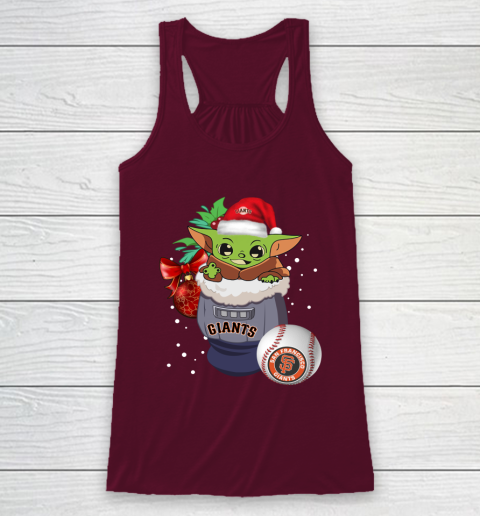 San Francisco Giants Christmas Baby Yoda Star Wars Funny Happy MLB Racerback Tank 3
