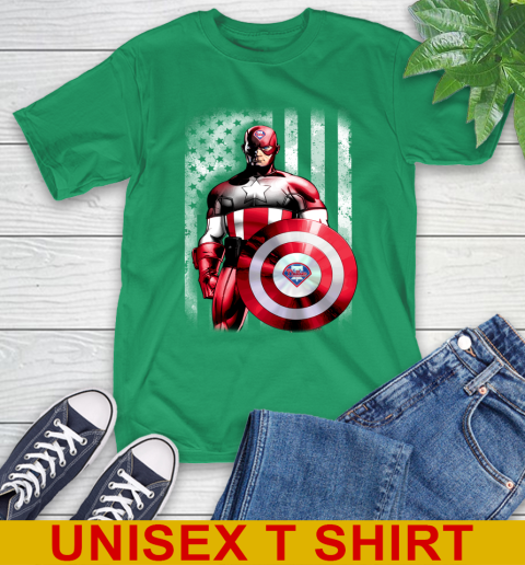 Philadelphia Phillies MLB Baseball Captain America Marvel Avengers American Flag Shirt T-Shirt 7