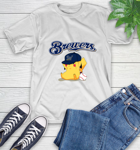 MLB Pikachu Baseball Sports Milwaukee Brewers T-Shirt