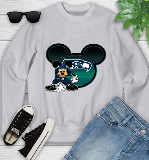 NFL Seattle Seahawks Mickey Mouse Disney Football T Shirt Youth Sweatshirt 4