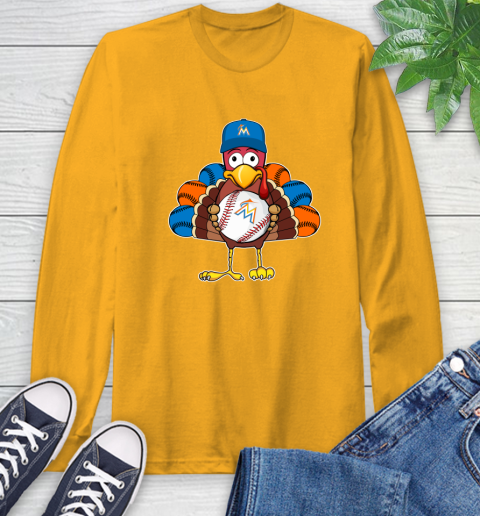 Miami Marlins Turkey thanksgiving Long Sleeve T-Shirt 3