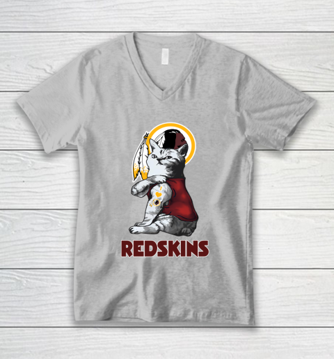NFL Football My Cat Loves Washington Redskins V-Neck T-Shirt 3