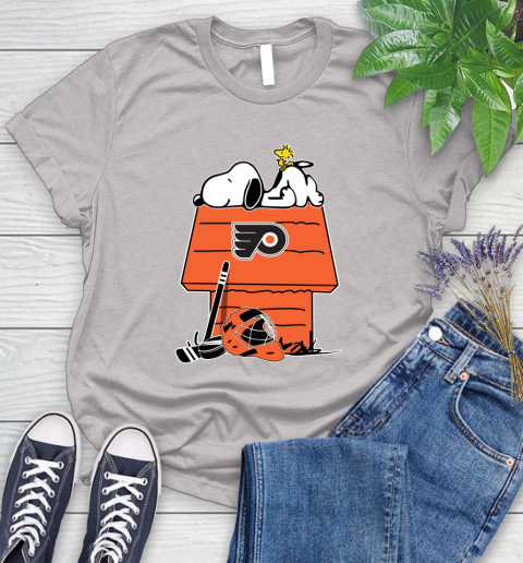 Philadelphia Flyers NHL Hockey Snoopy Woodstock The Peanuts Movie Women's T-Shirt 10