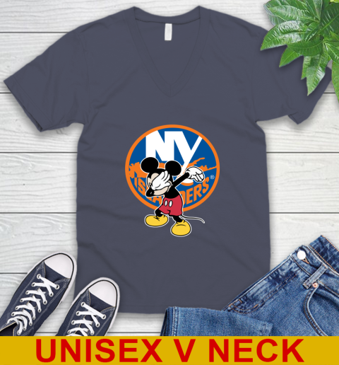 New York Islanders NHL Hockey Dabbing Mickey Disney Sports V-Neck T-Shirt 8