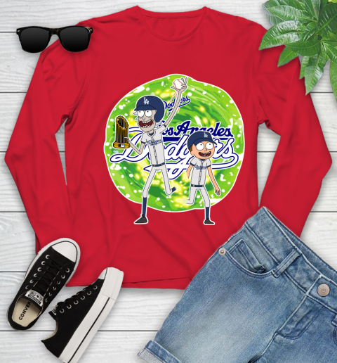 MLB Los Angeles Dodgers Rick And Morty Commissioner's Trophy Baseball Sports Youth Long Sleeve 11