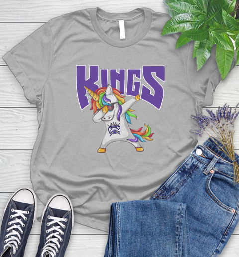 Sacramento Kings NBA Basketball Funny Unicorn Dabbing Sports Women's T-Shirt 5