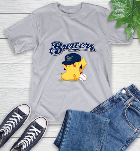 MLB Pikachu Baseball Sports Milwaukee Brewers T-Shirt 6