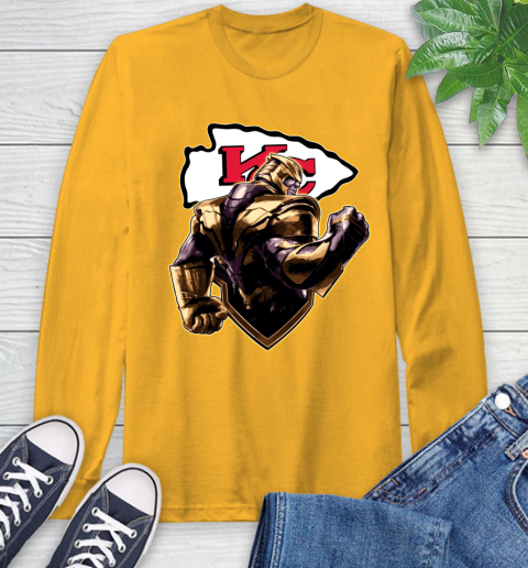 NFL Thanos Avengers Endgame Football Sports Kansas City Chiefs Long Sleeve T-Shirt 3