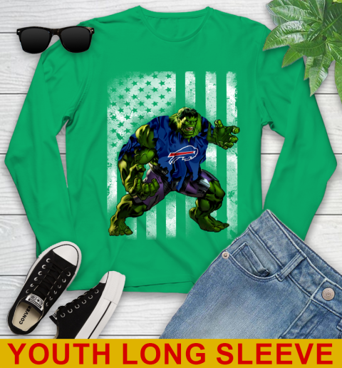 Buffalo Bills Hulk Marvel Avengers NFL Football American Flag Youth Long Sleeve 7