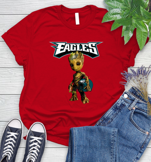 Philadelphia Eagles NFL Football Groot Marvel Guardians Of The Galaxy Women's T-Shirt 9