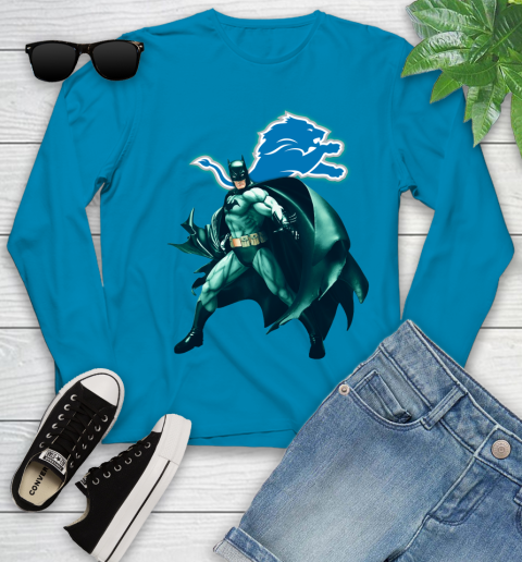 NFL Batman Football Sports Detroit Lions Youth Long Sleeve 7