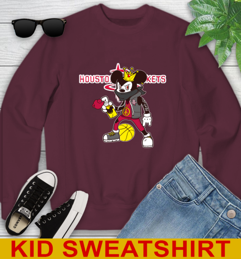 Houston Rockets NBA Basketball Mickey Peace Sign Sports Youth Sweatshirt 5