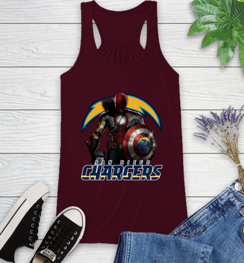 NFL Captain America Thor Spider Man Hawkeye Avengers Endgame Football San Diego Chargers Racerback Tank 3