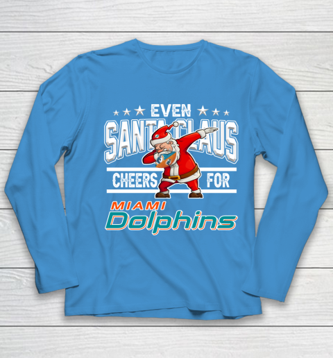 Miami Dolphins Even Santa Claus Cheers For Christmas NFL Youth Long Sleeve 5