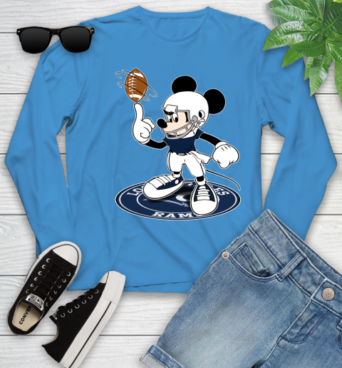 NFL Football Los Angeles Rams Cheerful Mickey Disney Shirt Youth Long Sleeve 7