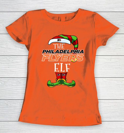 Philadelphia Flyers Christmas ELF Funny NHL Women's T-Shirt 3