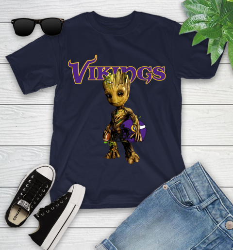 Minnesota Vikings NFL Football Groot Marvel Guardians Of The Galaxy Youth T-Shirt 3