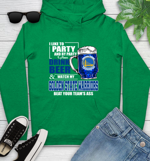 NBA Drink Beer and Watch My Golden State Warriors Beat Your Team's Ass Basketball Youth Hoodie 9