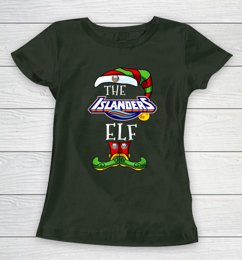 New York Islanders Christmas ELF Funny NHL Women's T-Shirt 4