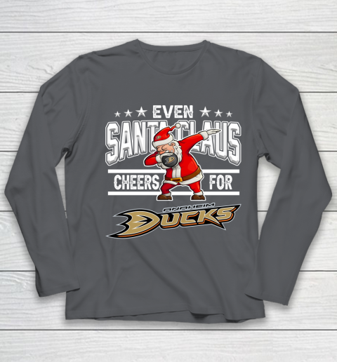 Anaheim Ducks Even Santa Claus Cheers For Christmas NHL Youth Long Sleeve 6
