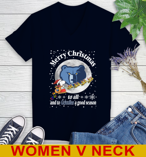 Memphis Grizzlies Merry Christmas To All And To Grizzlies A Good Season NBA Basketball Sports Women's V-Neck T-Shirt 2
