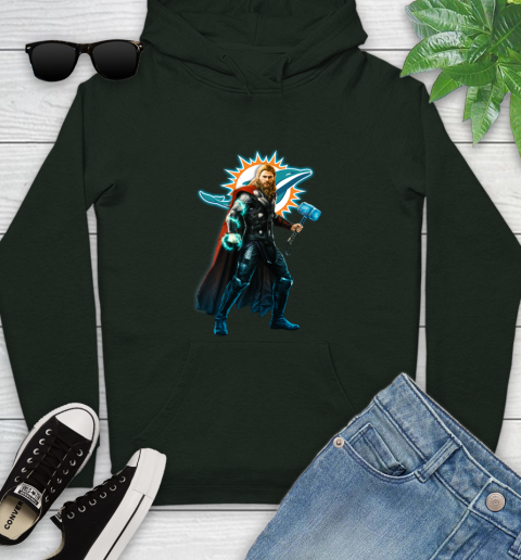 NFL Thor Avengers Endgame Football Miami Dolphins Youth Hoodie 13