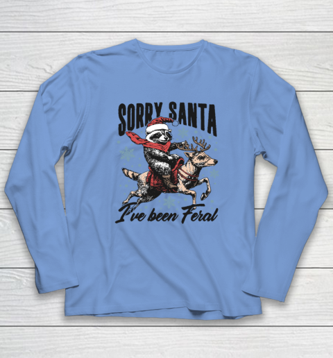 Vintage Sorry Santa I've Been Feral Raccoon Riding Horse Christmas Long Sleeve T-Shirt 6