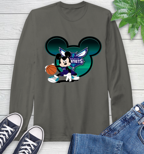 NBA Charlotte Hornets Mickey Mouse Disney Basketball Long Sleeve T-Shirt 8