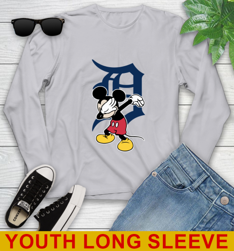 Detroit Tigers MLB Baseball Dabbing Mickey Disney Sports Youth Long Sleeve 6