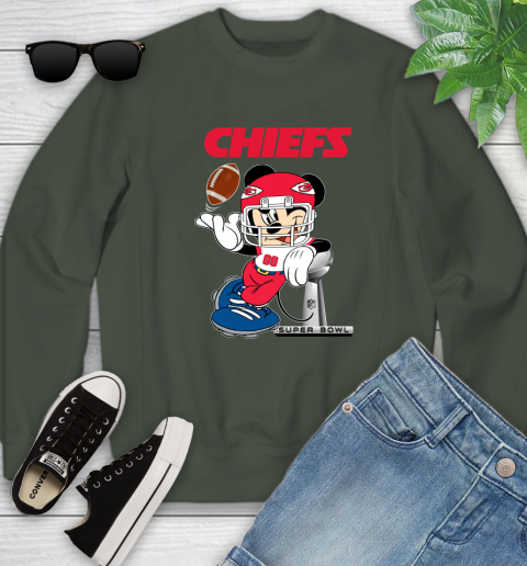 NFL Kansas city chiefs Mickey Mouse Disney Super Bowl Football T Shirt Youth Sweatshirt 10