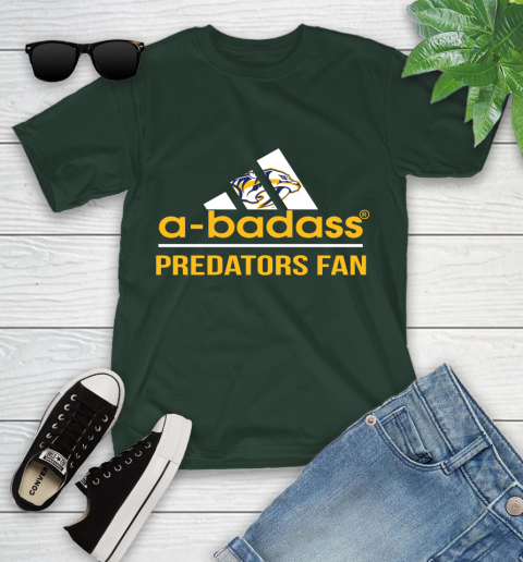 NHL A Badass Nashville Predators Fan Adidas Hockey Sports Youth T-Shirt 5