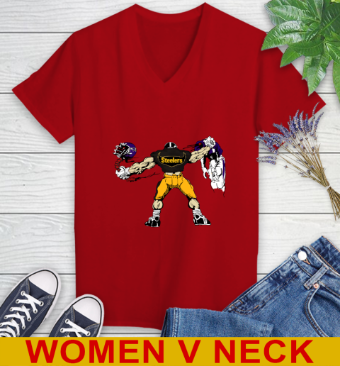 Pittsburgh Steelers NFL Football Fight For Victory Women's V-Neck T-Shirt 12