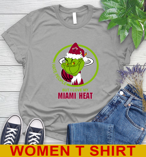 Miami Heat NBA Christmas Grinch I Hate People But I Love My Favorite Basketball Team Women's T-Shirt 11