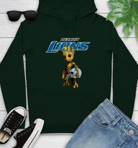 Detroit Lions NFL Football Groot Marvel Guardians Of The Galaxy Youth Hoodie 13