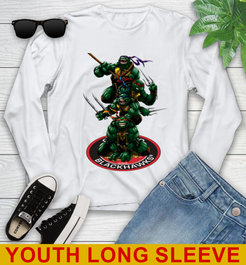 NHL Hockey Chicago Blackhawks Teenage Mutant Ninja Turtles Shirt Youth Long Sleeve