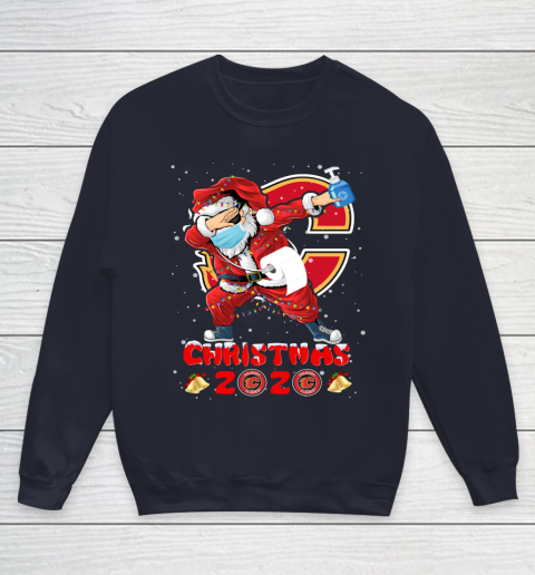 Calgary Flames Funny Santa Claus Dabbing Christmas 2020 NHL Youth Sweatshirt 2