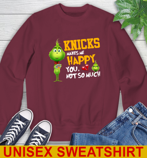NBA New York Knicks Makes Me Happy You Not So Much Grinch Basketball Sports Sweatshirt 6